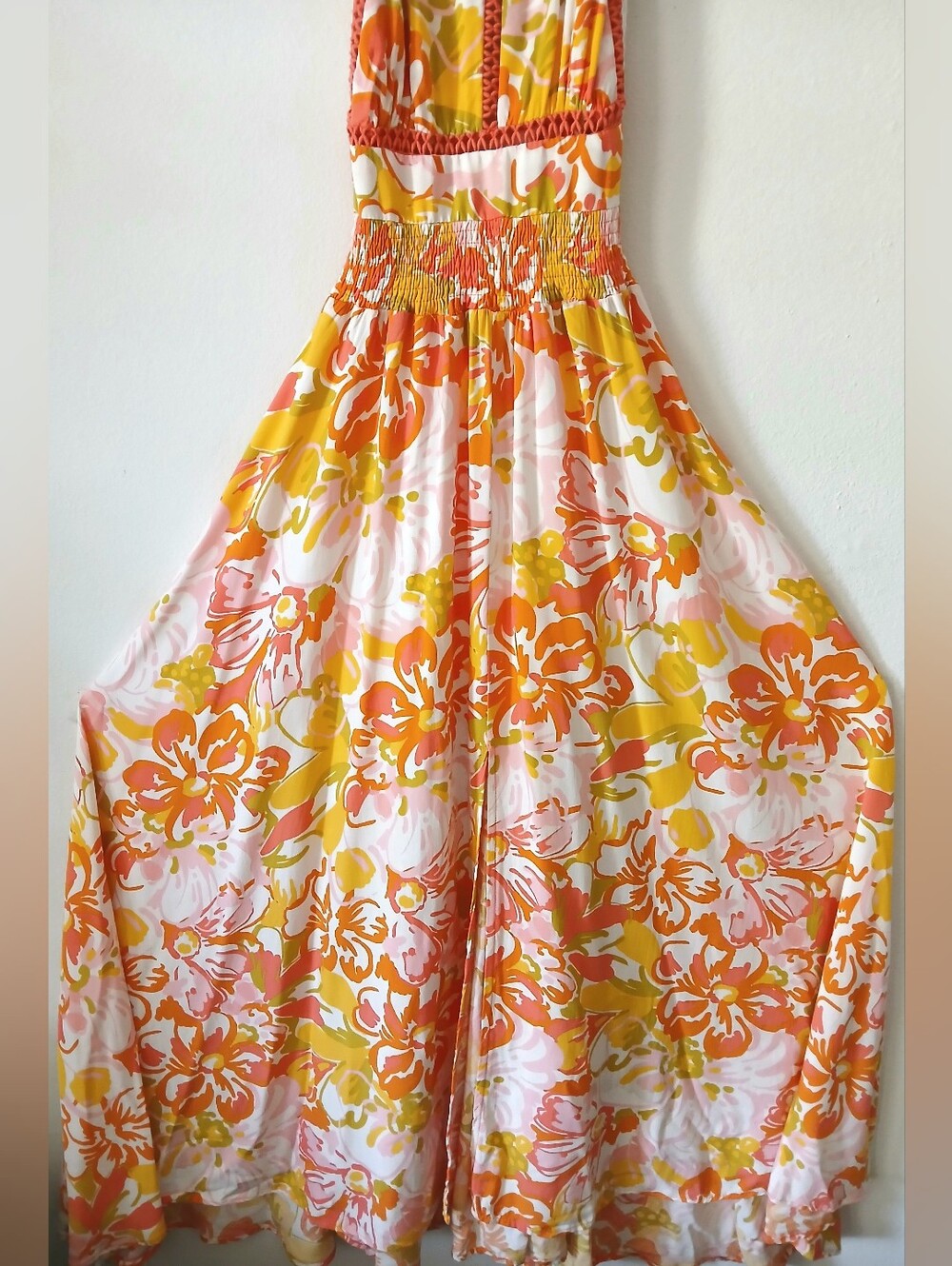 ABEL THE LABEL Floral Maxi Halter SUMMER Open Back Resort Dress Women's Size XS - Picture 6 of 11